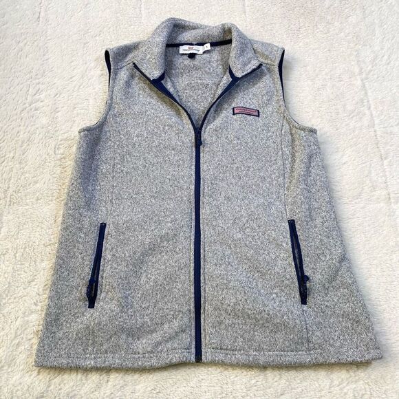 Vineyard Vines Womens Better Grey Sweater Zip Up Vest - Picture 1 of 6
